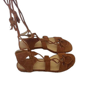 Stuart Weitzman Tan Leather Laceup Gladiator Sandal Size 5.5